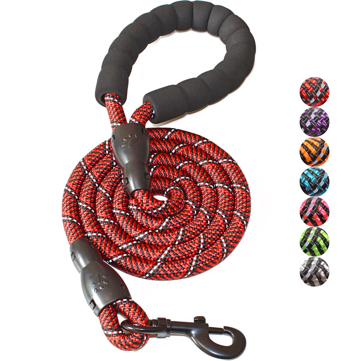 BAAPET 2/4/5/6 FT Dog Leash with Comfortable Padded Handle and Highly Reflective Threads for Small Medium and Large Dogs (5FT-1/2'', Black)