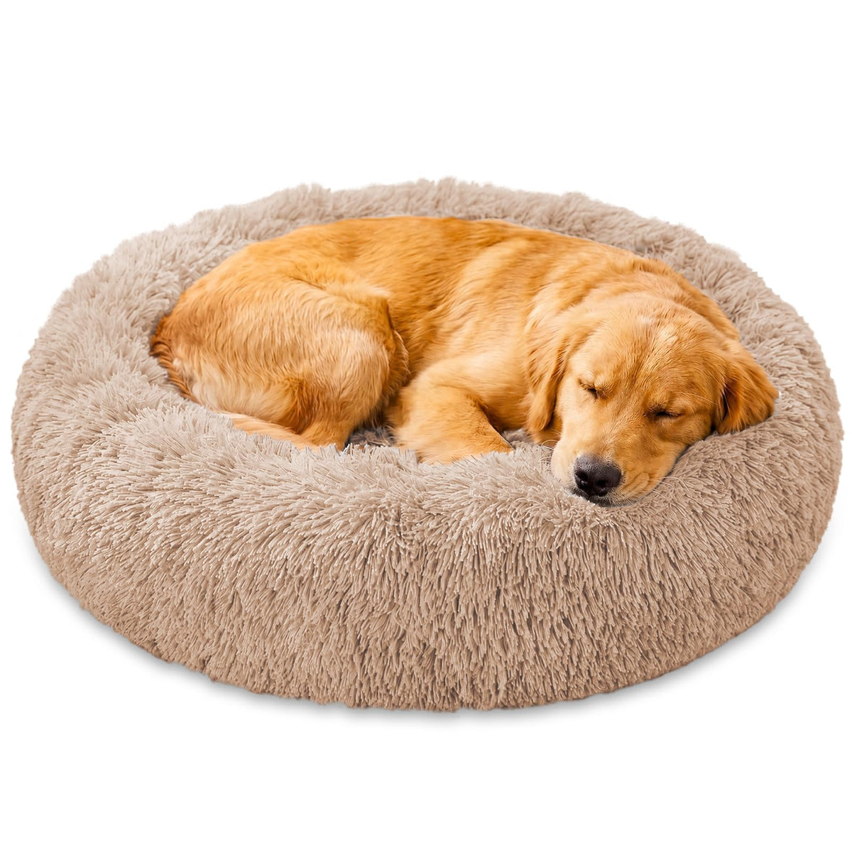 JOLLYVOGUE Small Dog Bed, Calming Dog Beds for Small Dogs & Indoor Cats - 20 Inches Donut Washable Cat Bed for Kittens & Puppies, Round Fluffy Plush Faux Fur Pet Beds(Smoke Grey)