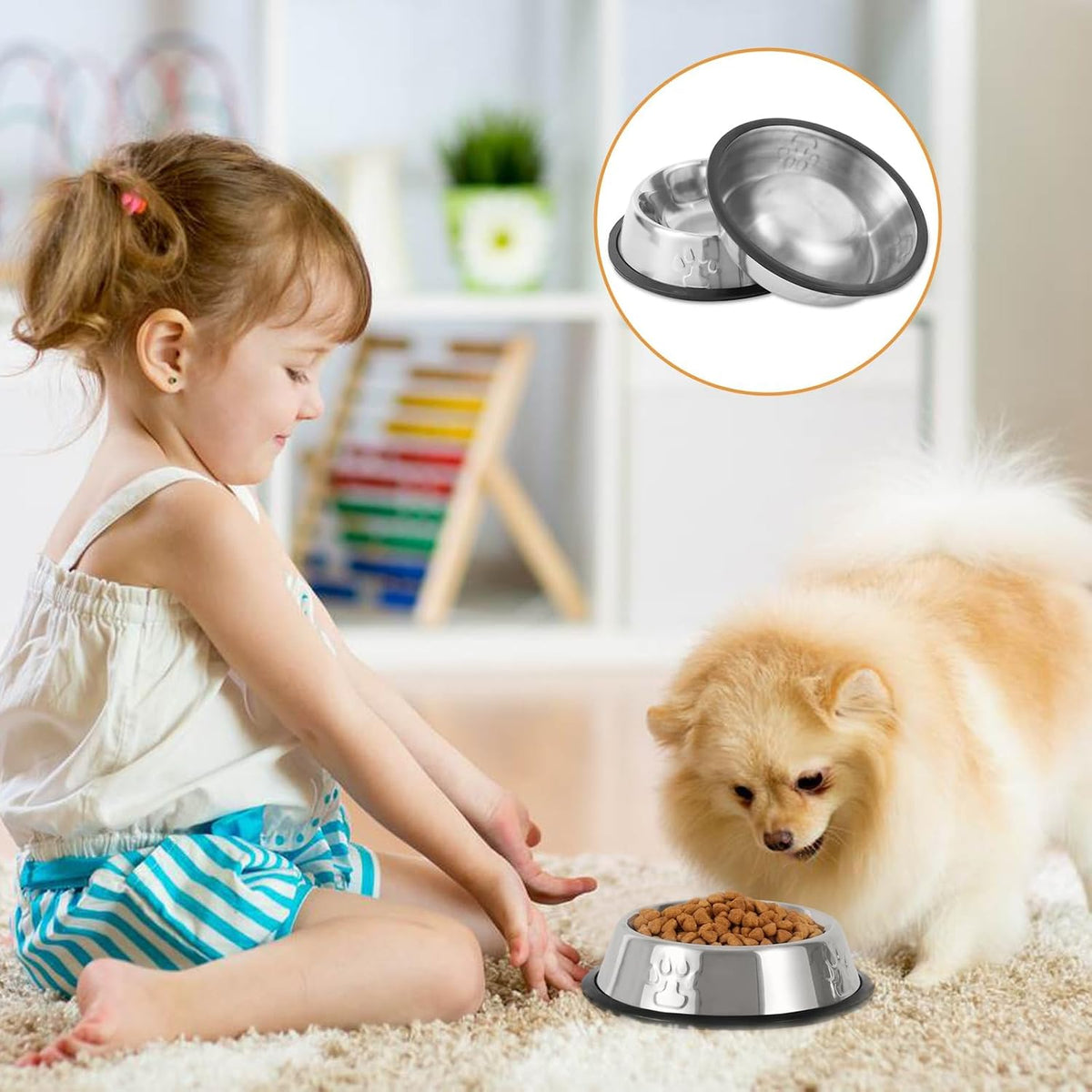 Stainless Steel Cat Bowl, 4 Pack Metal Dog Bowls for Food and Water, Non-Slip Pet Feeding Dish Bowl with Rubber Base for Indoor Cats Small Dogs