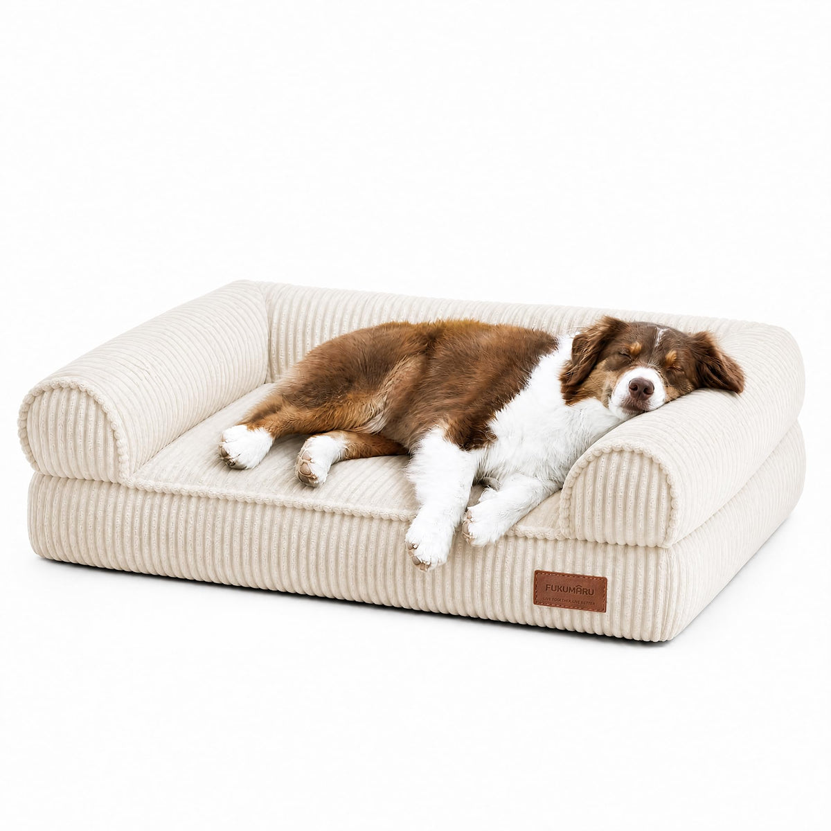 FUKUMARU Dog Couch Bed, Corduroy Cozy Cat Bed, Waterproof, Washable Cover