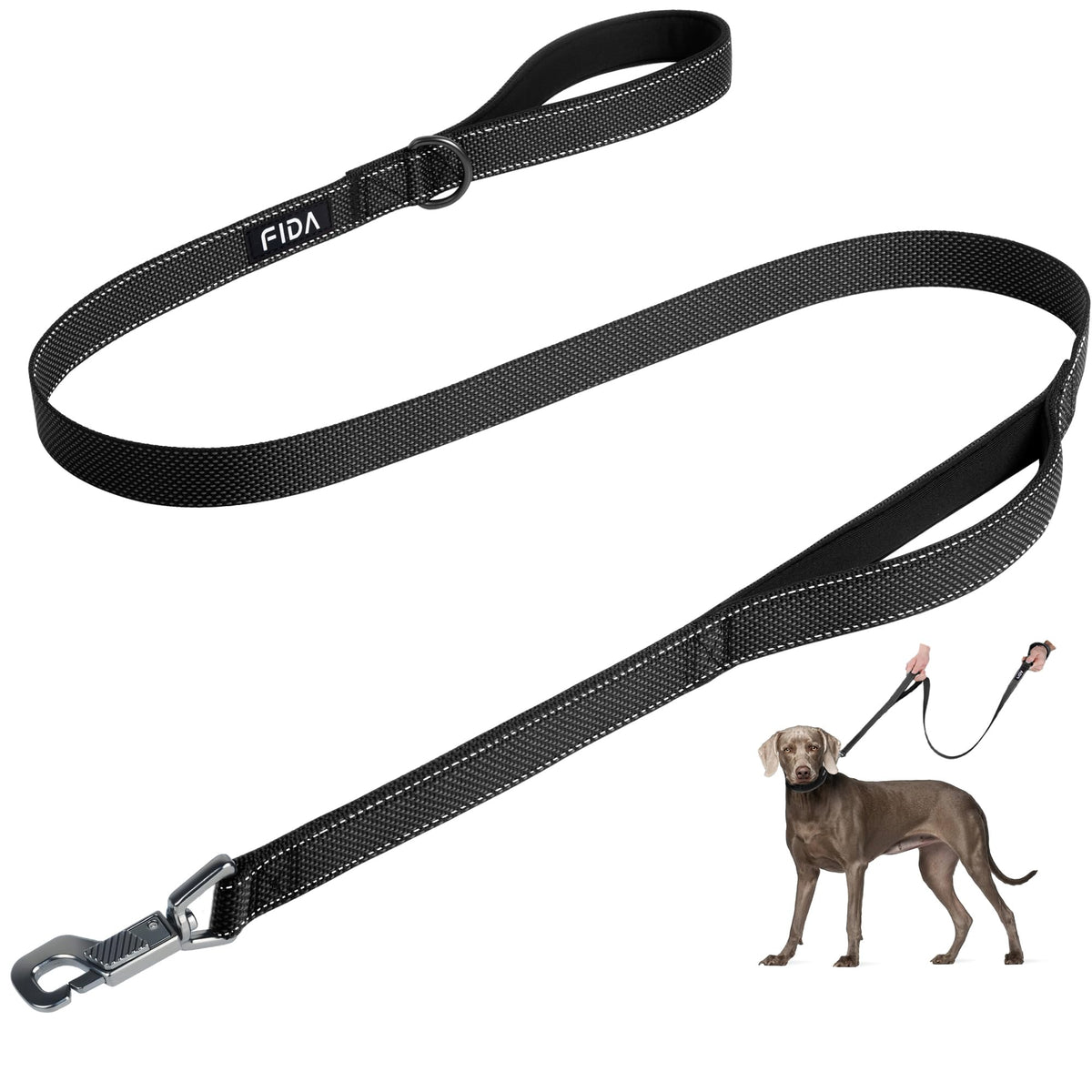 Fida Heavy Duty Dog Leash for Medium Large Dogs, 5 FT, Dual Padded Handles
