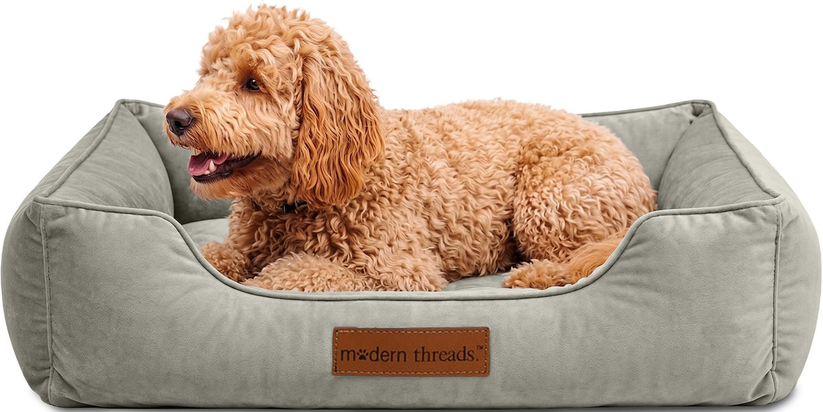 Modern Threads Luxury Dog Bed - Comfortable Tufted Velvet Cushion for Small to Large Dogs - Machine Washable - Durable & Cute Sleep Space for Pets - Pamper Your Pet with Cozy Beds - Rosewood