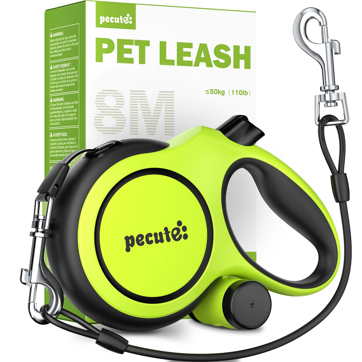 Pecute Dog Leash Retractable 26ft with Chew Proof Extender for 33-110 lbs