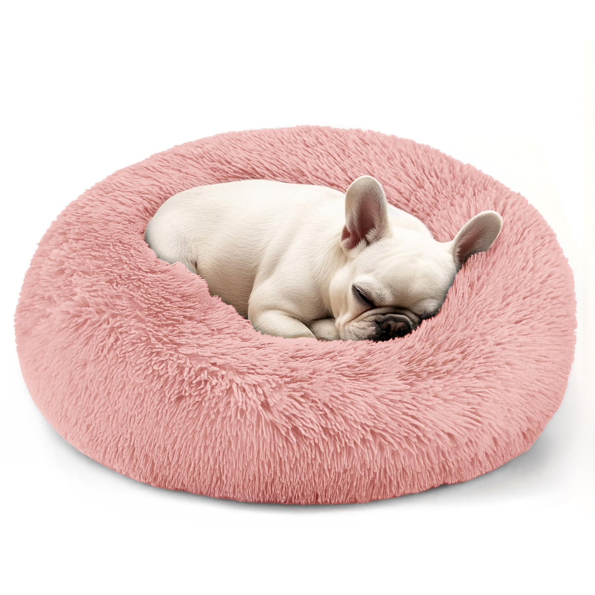 Hoewina Dog & Cat Bed for Indoor Cats, 20in Calming Donut Bed (Light Grey)