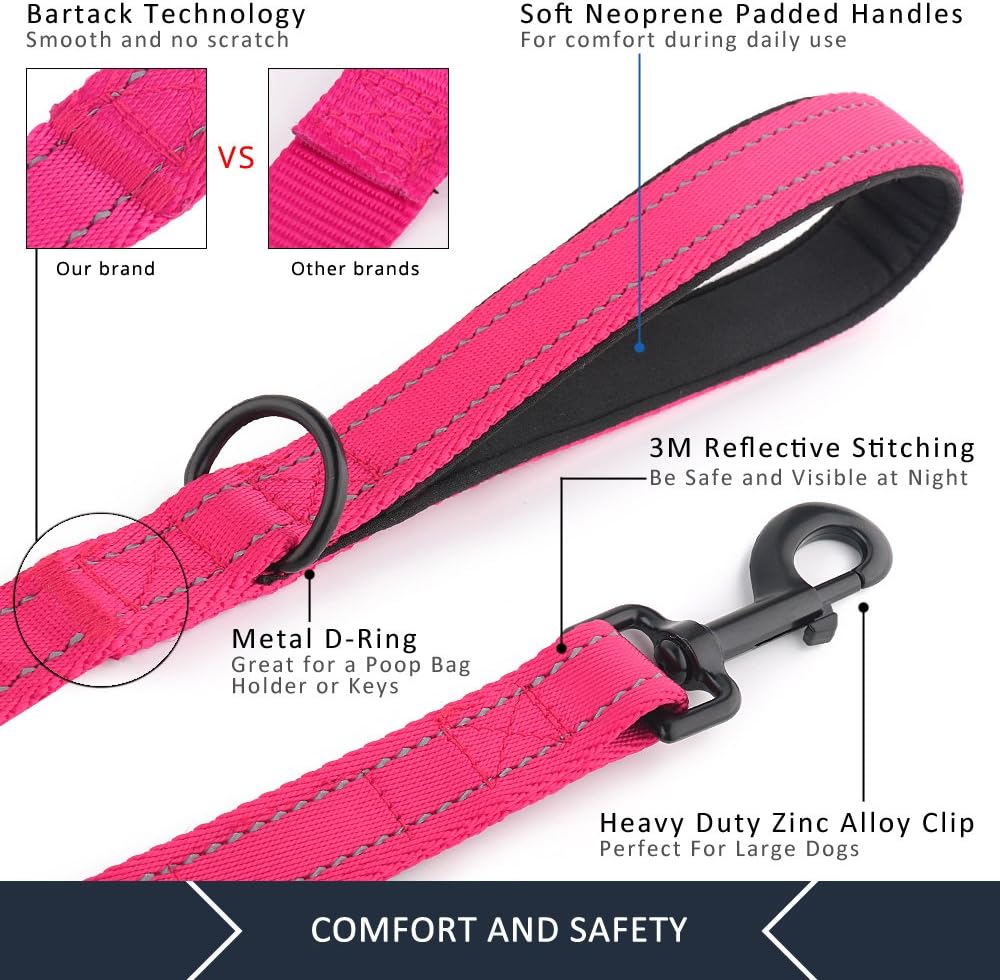 Plutus Pet Double Handle Dog Leash, 6 FT Long, for Medium Large Dogs