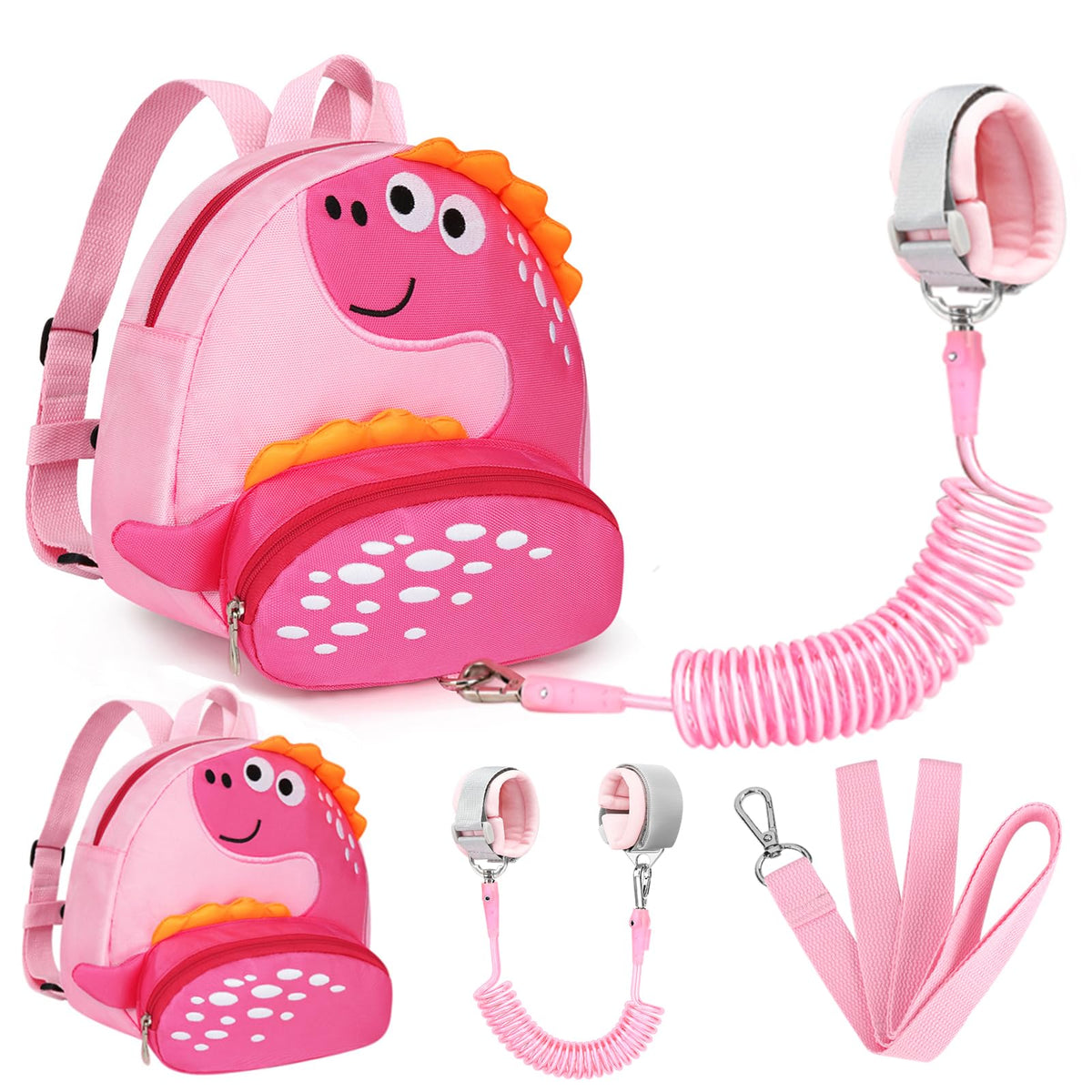 Accmor Toddler Harness Backpack Leash, Cute Dinosaur Backpacks with Anti Lost Wrist Link, Cute Mini Child Backpack Wristband Tether Strap and Protection Leashes for Boys Girls Aged 1-3 Years