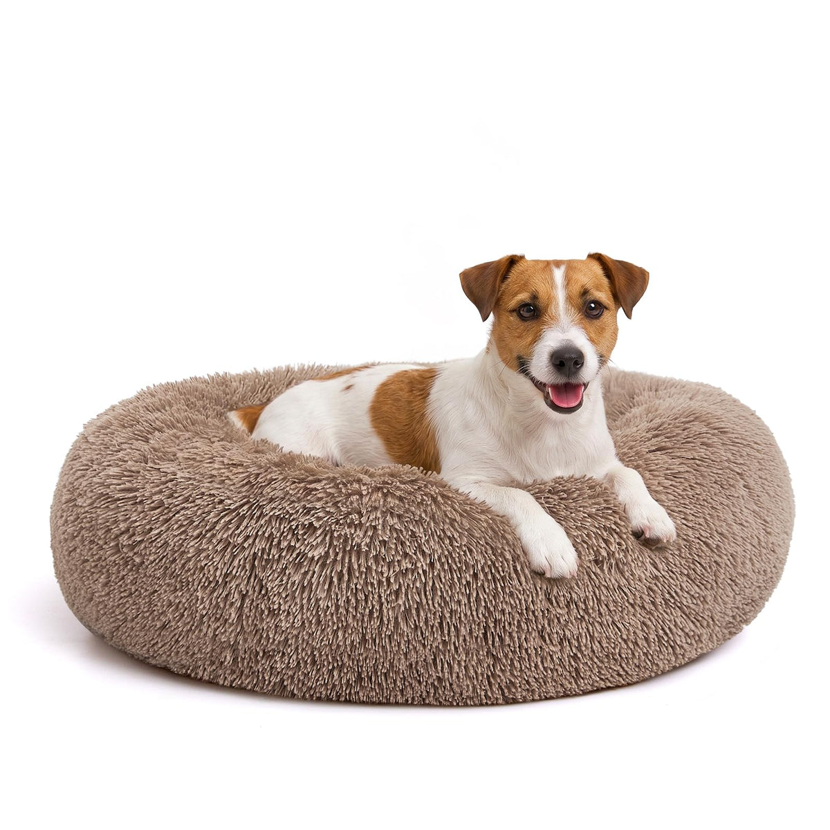 MIXJOY Orthopedic Dog Bed Comfortable Donut Cuddler Round Pet Beds Ultra Soft Washable Dog and Cat Cushion (20''/23''/30'') (23'', Brown)