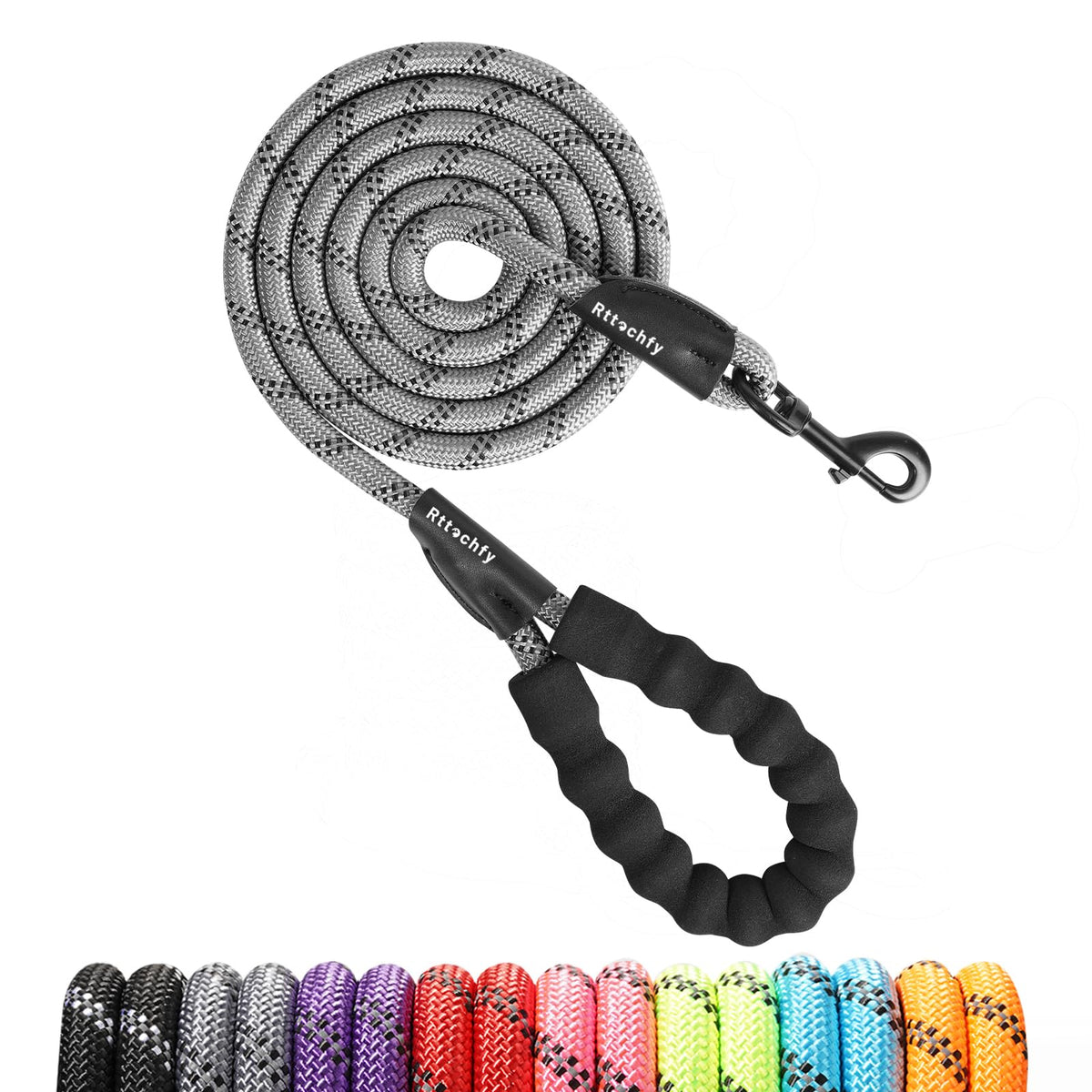 Rttochfy Rope Dog Leash 2/4/5/6/8/10 FT with Comfortable Padded Handle and Highly Reflective Threads for Small Medium and Large Dogs Heavy Duty (1/2"-5 FT, Blue)