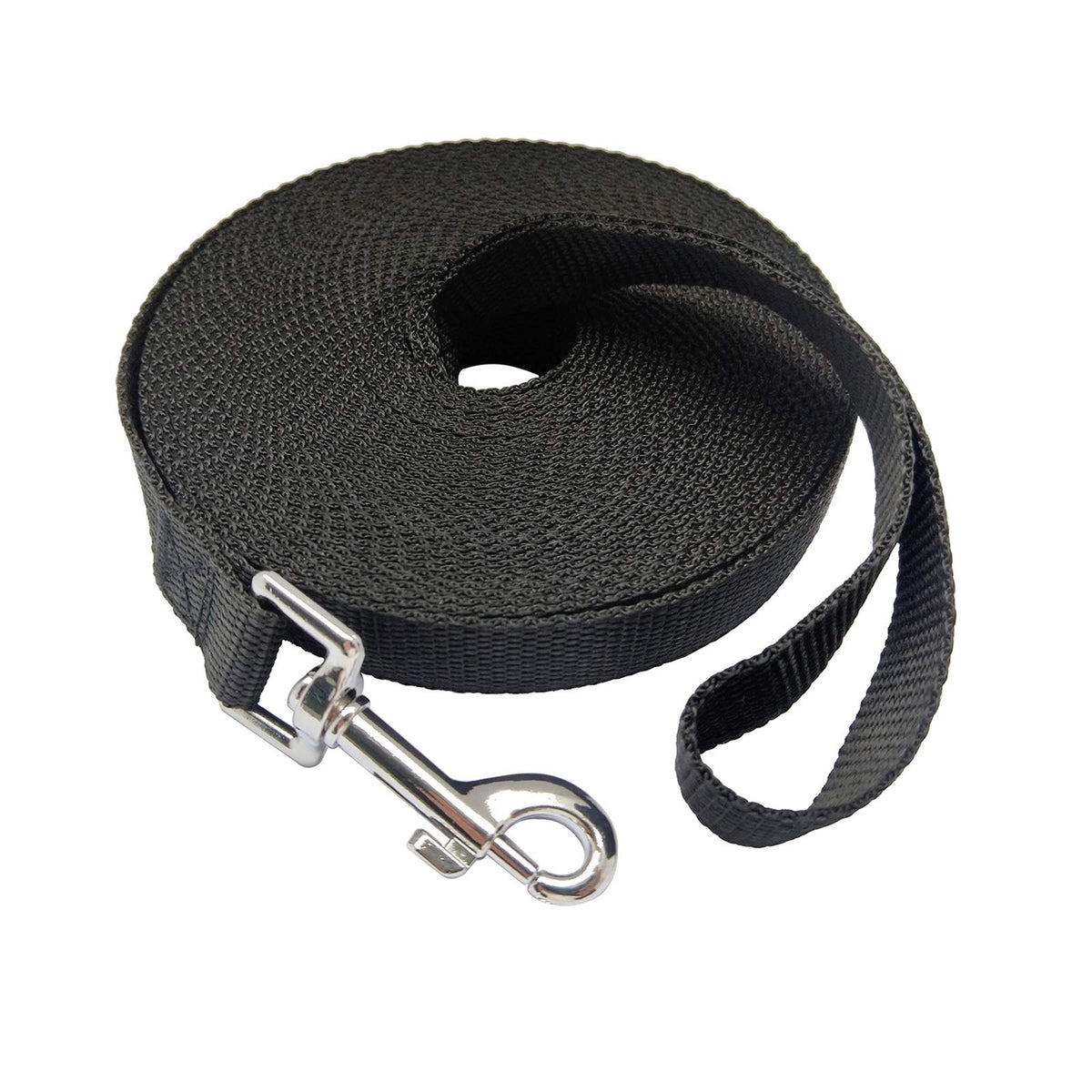 Nylon Training Dog Leash for Small Medium Large Dogs, 15ft 20ft 30ft 50ft Long Puppy Lead for Obedience Recall Training, Camping (20ft, Black)