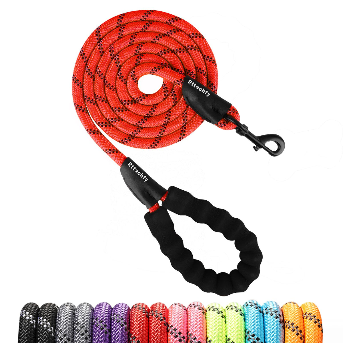 Rttochfy Rope Dog Leash 2/4/5/6/8/10 FT with Comfortable Padded Handle and Highly Reflective Threads for Small Medium and Large Dogs Heavy Duty (1/2"-5 FT, Blue)