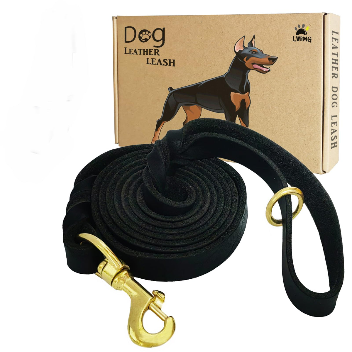LWBMG Leather Dog Leash 6ft x 3/4 inch, Heavy Duty Genuine Leather Braided Dog Training Leash, Soft and Strong Pet Lead for Large, Medium, Small Dogs