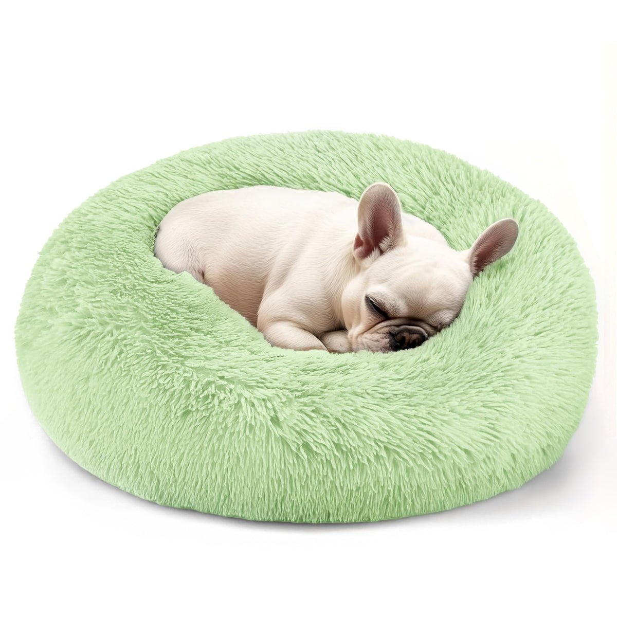 Hoewina Dog & Cat Bed for Indoor Cats, 20in Calming Donut Bed (Light Grey)