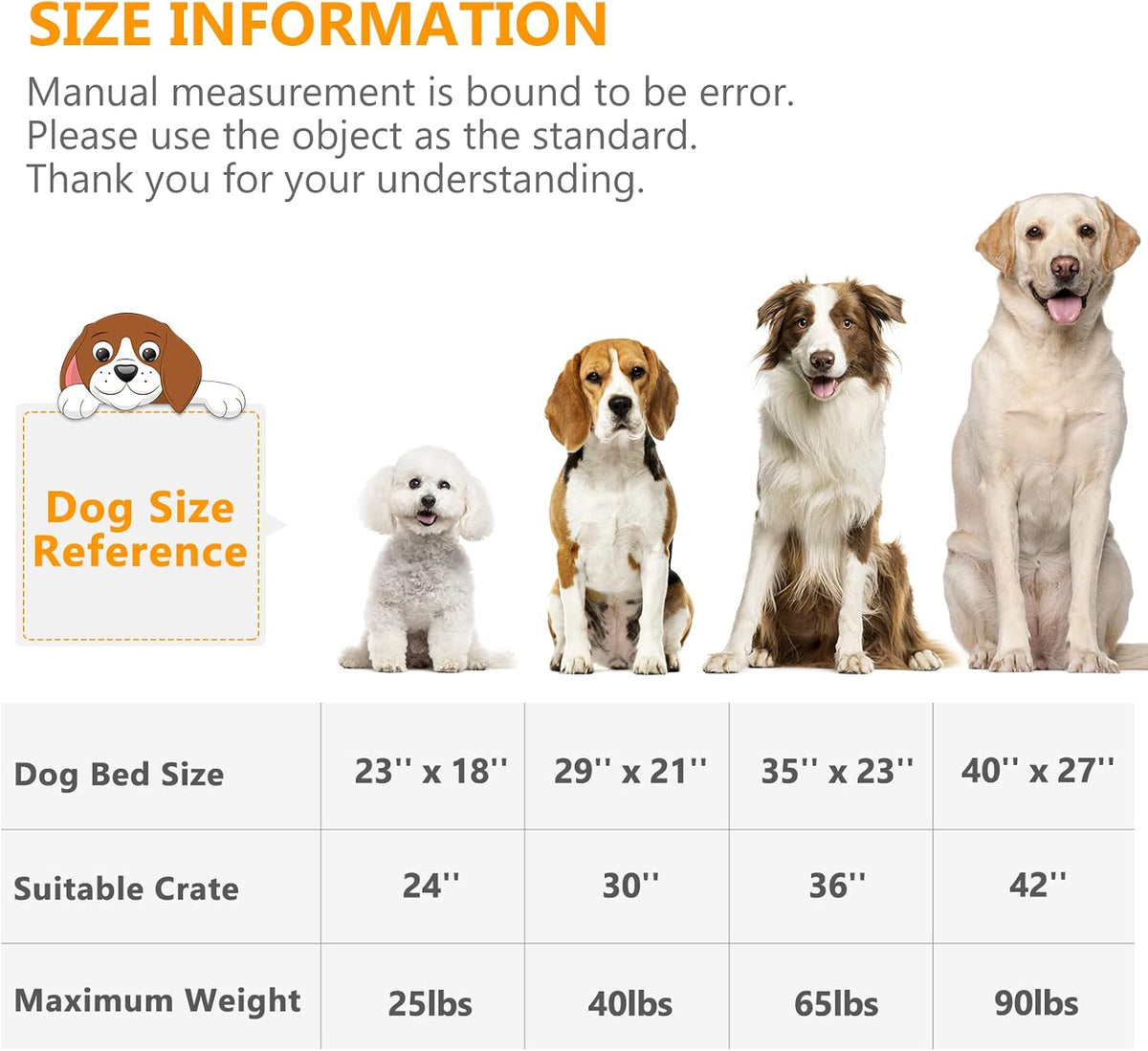 Dog Bed Kennel Pad Washable Anti-Slip Crate Mat for Small Dogs and Cats (24-inch)