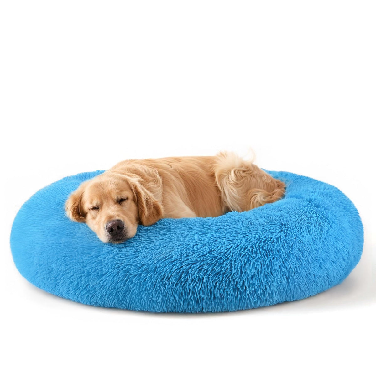 Hoewina Dog & Cat Bed for Indoor Cats, 20in Calming Donut Bed (Light Grey)