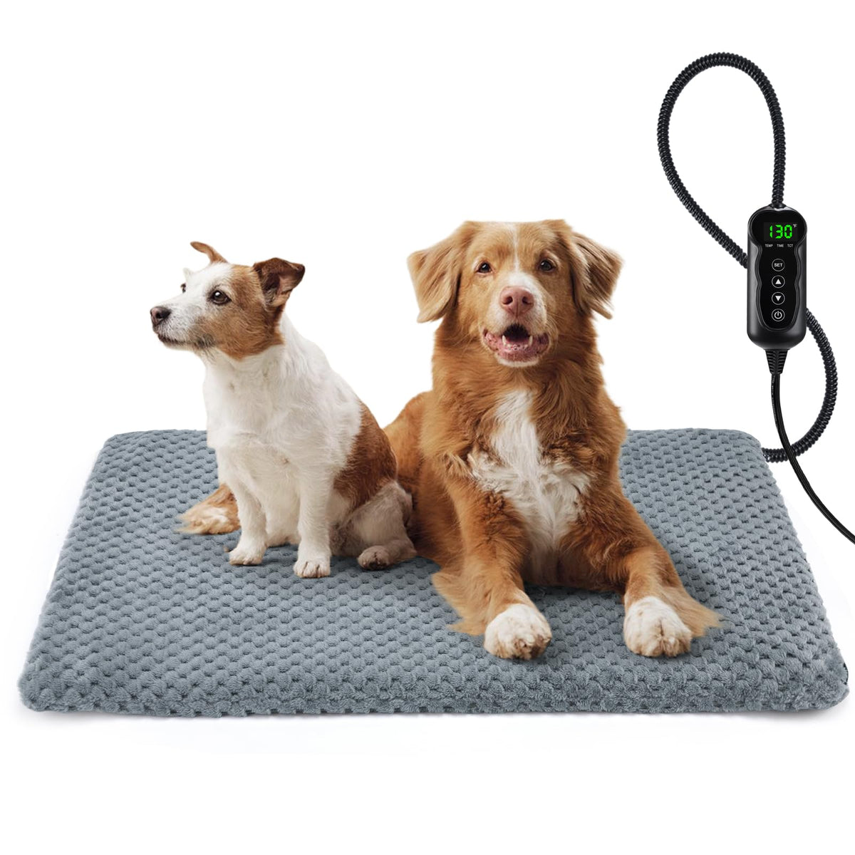 INVENHO Heated Cat Bed, Waterproof Adjustable Temperature Dog Cat Heating Pad with Timer, Indoor Pet Heating Pad for Cats Dogs Electric Pads for Dogs Cats, Pet Heated Pad (S: 18" x 16")