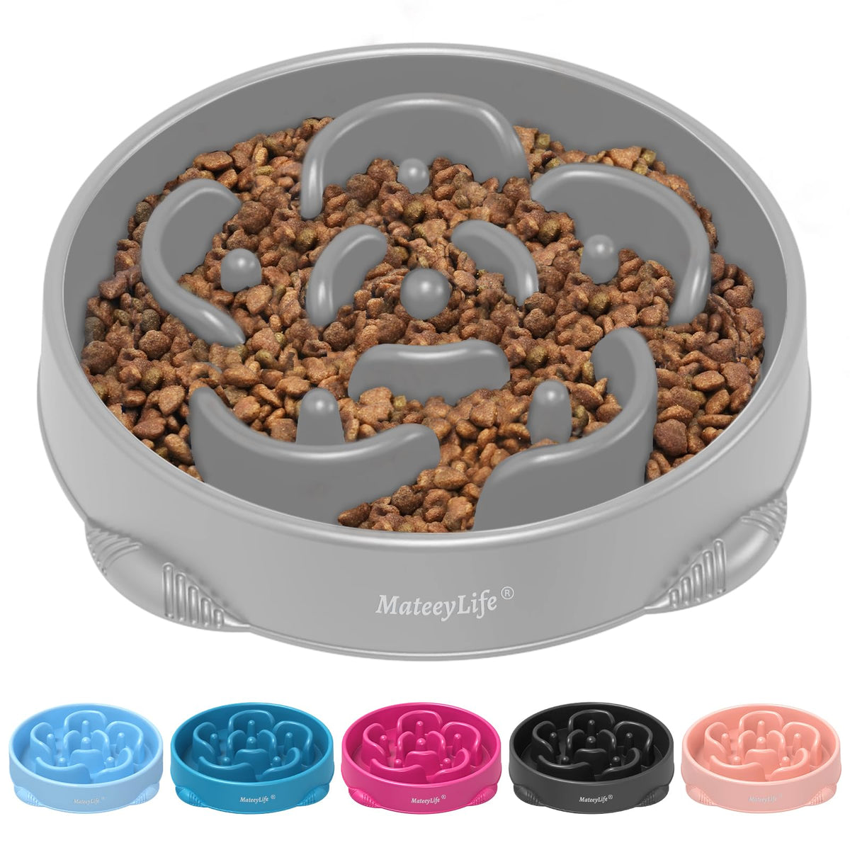 MateeyLife 2-Pack Slow Feeder Dog Bowls, 2 Cups, Dog Puzzle Feeder Bowl