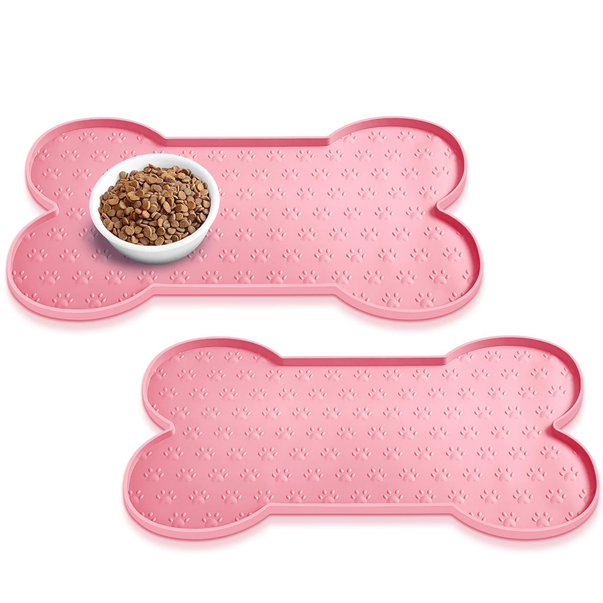 PWTAA Dog Food Mat Anti-Slip Silicone Dog Bowl Mat Thicker Pet Placemat Waterproof Cat Feeder Pad with Raised Edge Puppy Kitten Feeding Mats Suitable Small Medium-Sized Dogs Cats Eating Tray
