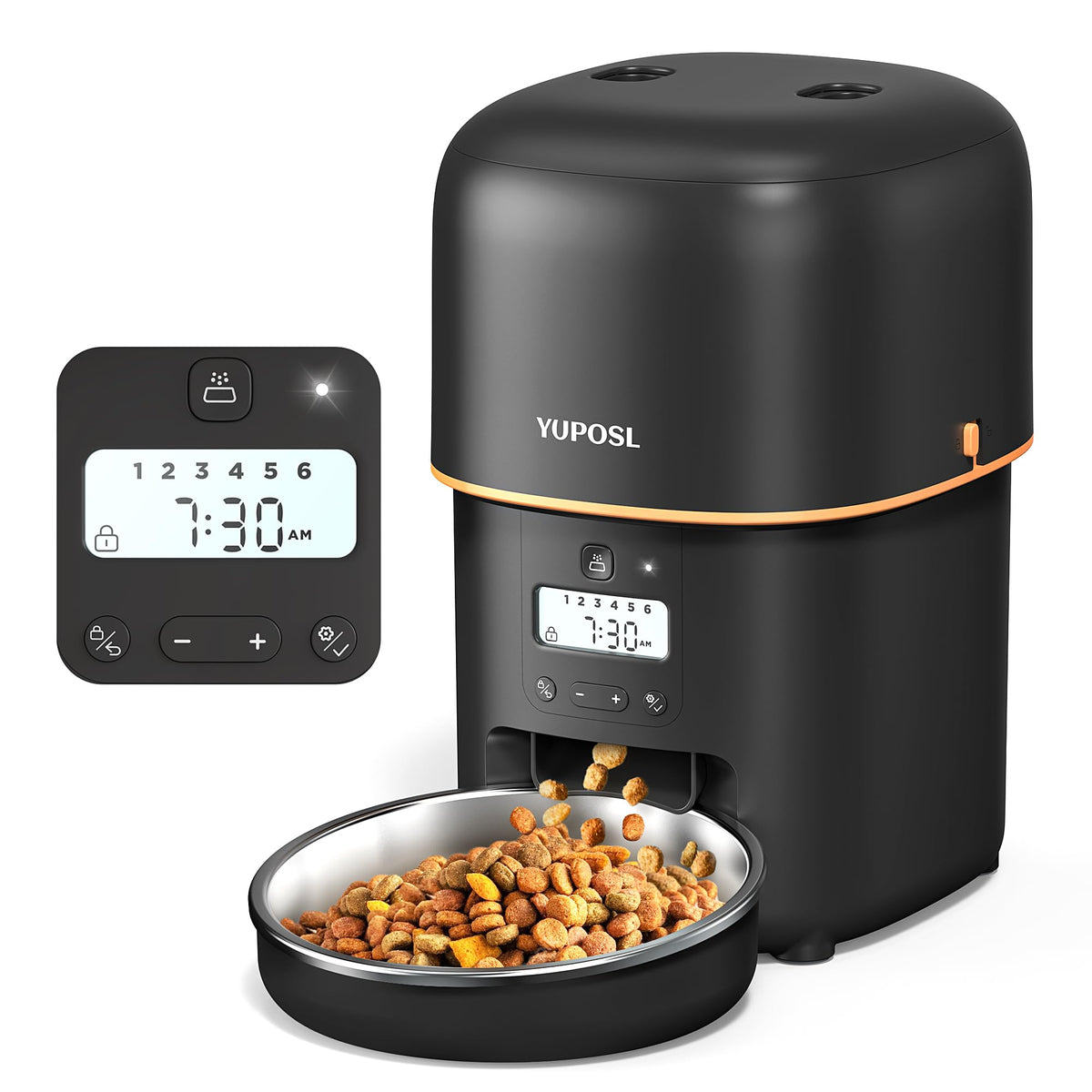 Automatic Cat Feeder, 3L Cat Food Dispenser with Anti-Jam Design, Over 180-day Battery Life, 1-6 Meals Per Day with Stainless Steel Cat Bowl, Keep Dry Food Fresh, Timed Pet Feeder Also for Small Dog