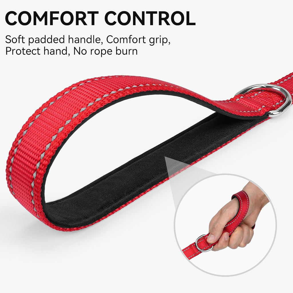 Joytale Reflective Dog Leash for Medium & Large Dogs, 6 FT x 1", Red