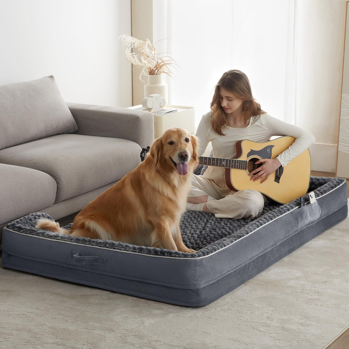 WNPETHOME Orthopedic Washable Dog Bed Large for Senior Dog Cozy Sleep