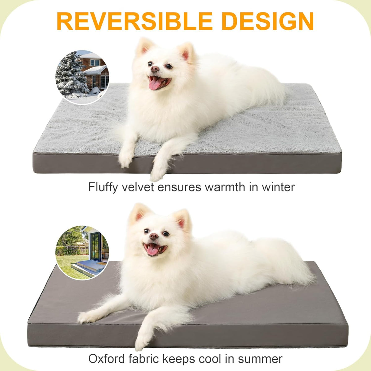 KSIIA Orthopedic Dog Bed for Small Dogs with Waterproof Lining, Grey, 23x17