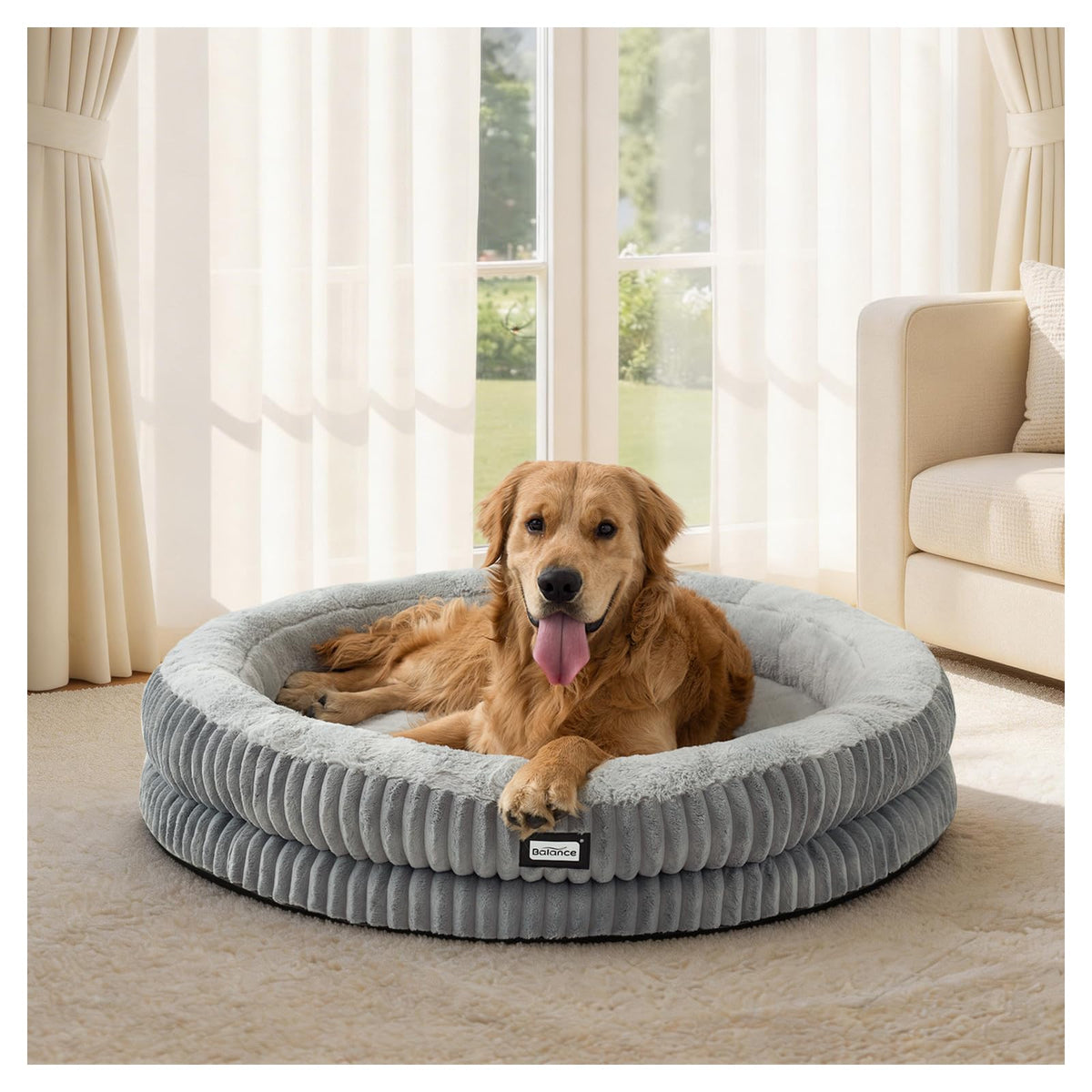 BALANCE Cat Bed Kitten Bed, Washable Round Cat Beds for Indoor Cats, Super Soft Plush Faux Fur Pet Bed for Puppy and Kitten with Anti-Slip Bottom