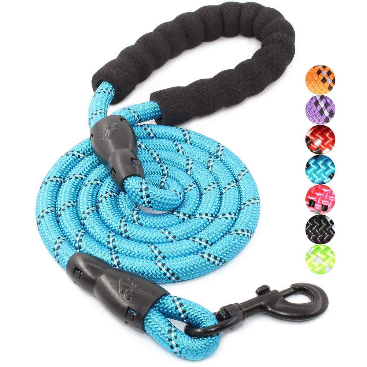 BAAPET 2/4/5/6 FT Dog Leash with Comfortable Padded Handle and Highly Reflective Threads for Small Medium and Large Dogs (5FT-1/2'', Black)