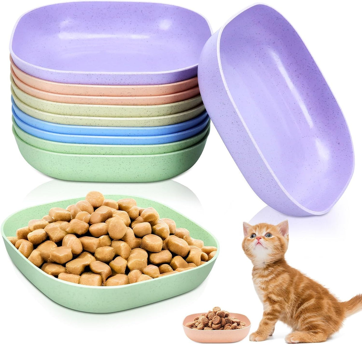 TKOnline 10 Pcs Cat Food Bowl Whisker Friendly ﻿