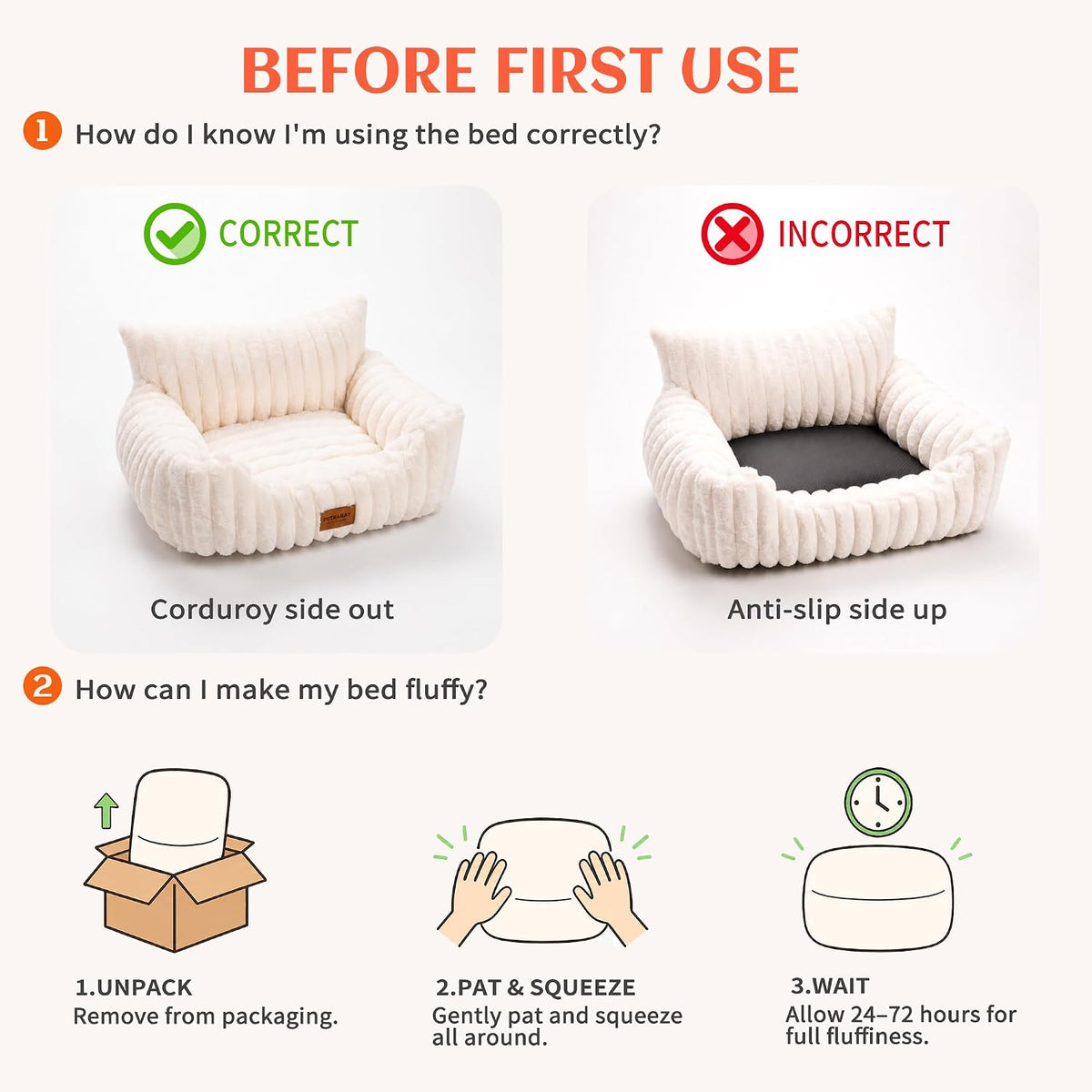 PETKARAY Cat Couch Bed, 24'' Soft Sofa for Indoor Cats, Machine Washable