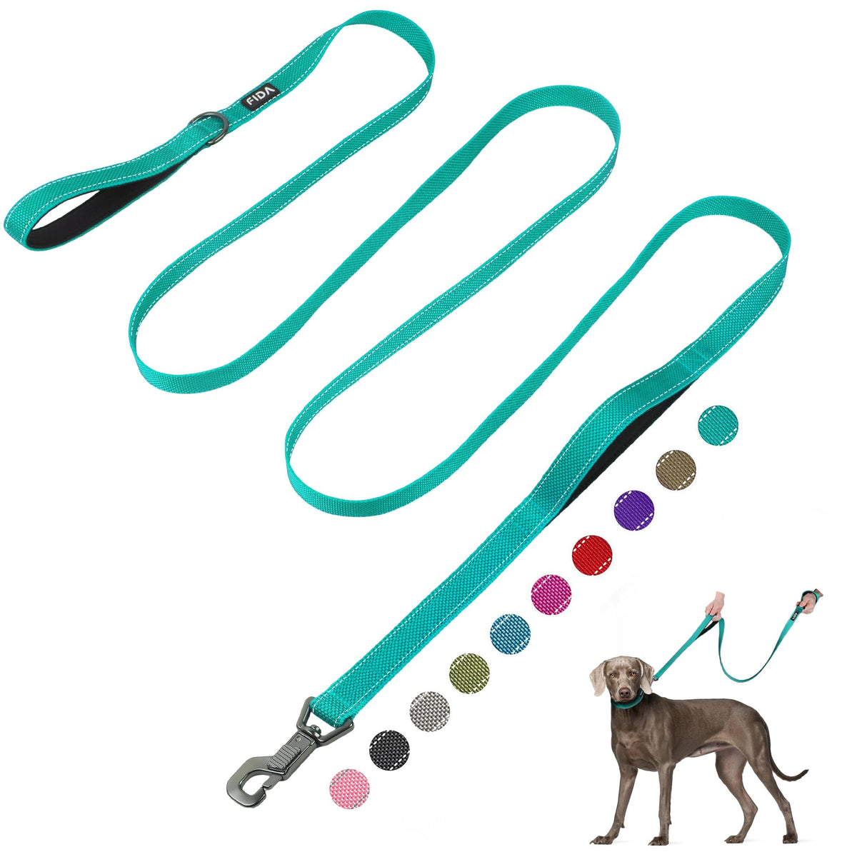 Fida Heavy Duty Dog Leash for Medium Large Dogs, 4 FT, Dual Padded Handles