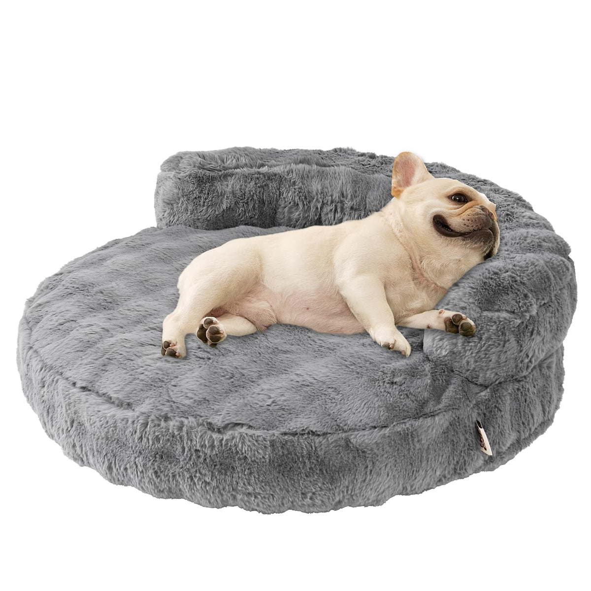 EHEYCIGA Dog Bed Medium Size Dog, Fluffy Small Dog Couch with Removable Washable Cover, Bolster Pet Sofa, Waterproof and Non-Slip, 30" x 30"x 8.5", Cream