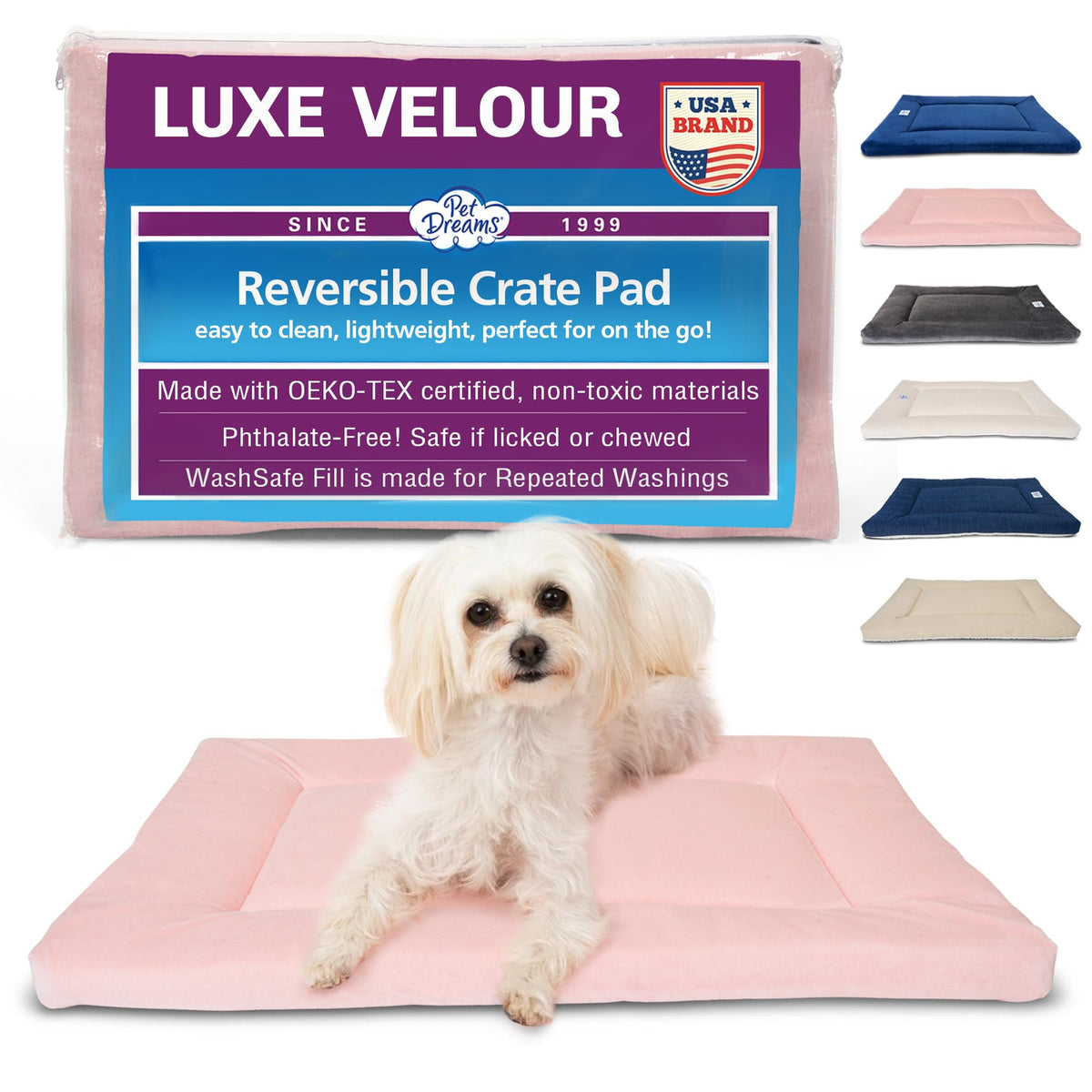 Pet Dreams Dog Crate Pad - Washable Kennel Mat, Crate Pads for Dog Cages, Non-Toxic, Flat Indoor Cat Bed, Fits iCrate 18, 24, 30, 36, 42, 48 Inches (Grey, Small, 24")
