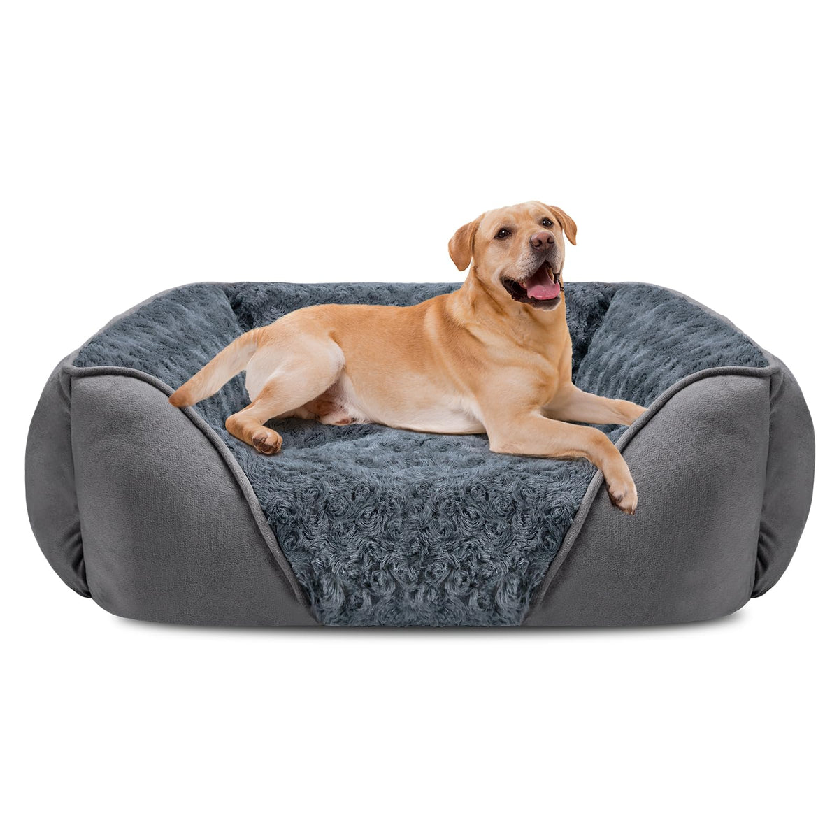 INVENHO Rectangle Washable Orthopedic Dog Bed for Small, Medium and Large Dogs, Soft Calming, Sleeping Puppy Bed Durable Pet Cuddler with Anti-Slip Bottom, S (20"x19"x6")