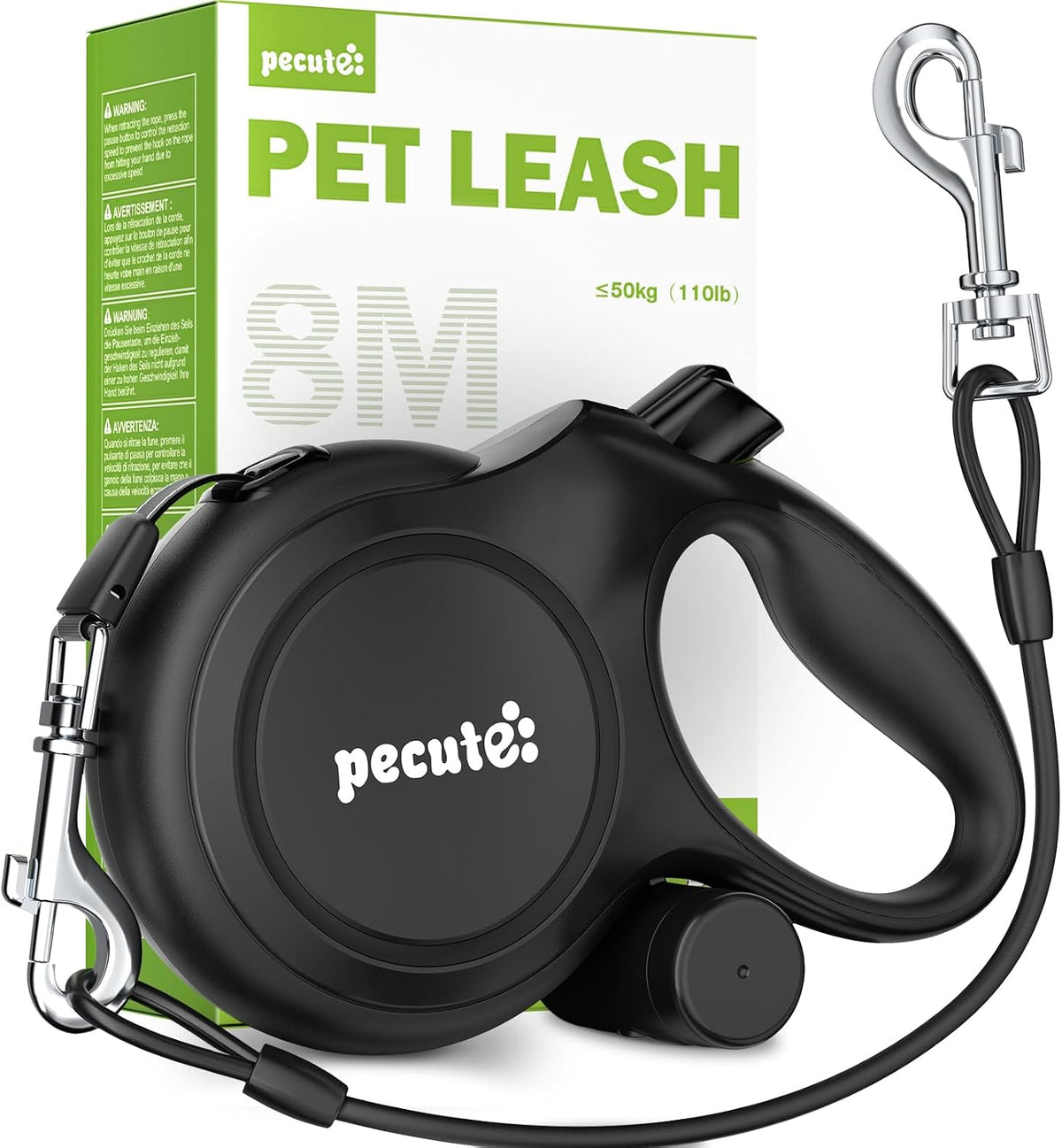 Pecute Dog Leash Retractable 26ft with Chew Proof Extender for 33-110 lbs