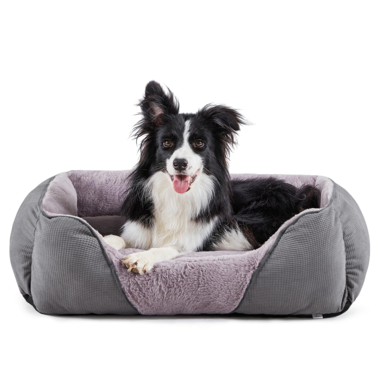 MIXJOY Dog Bed for Large Medium Small Dogs, Rectangle Washable Sleeping Puppy Bed, Soft Calming Cat Beds for Indoor Cats, Orthopedic Pet Sofa Bed, Anti-Slip Bottom with Multiple Size (20'', Grey)