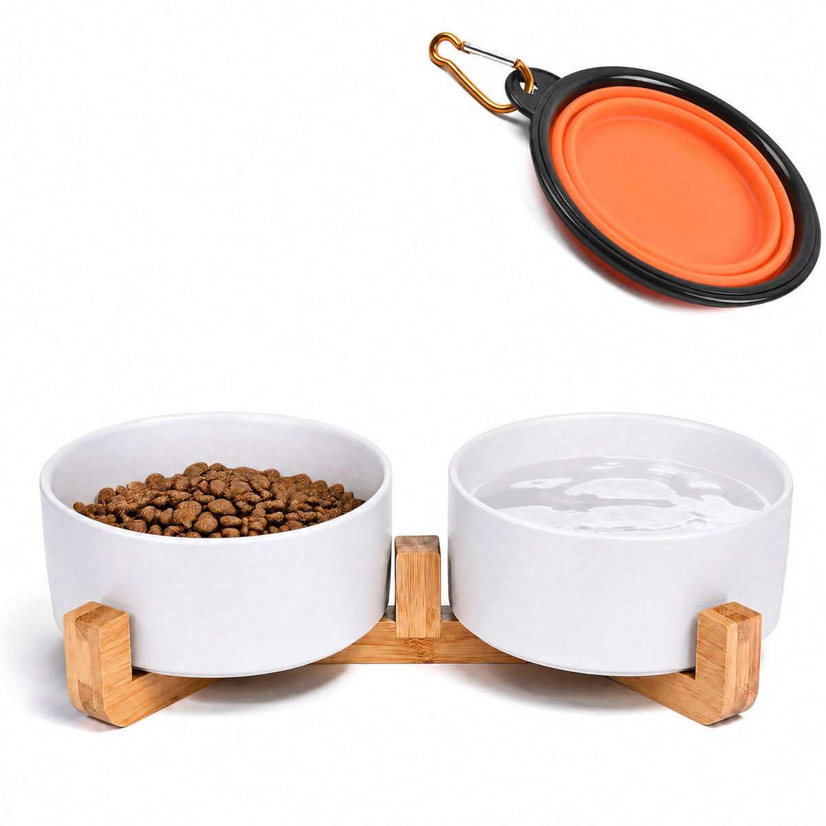 Petygooing Ceramic Dog Cat Bowls Set with Stand,Black Pet Food and Water Bowl,Small Dog Bowls Cute Modern Anti Slip Set of 2 Pet Feeder Small Size Pet Dish(13.5OZ/5.1 in)