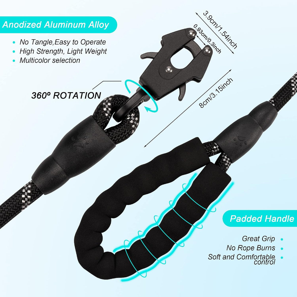 GEIT Heavy Duty Dog Leash with Frog Clip for Small Medium and Large Dogs