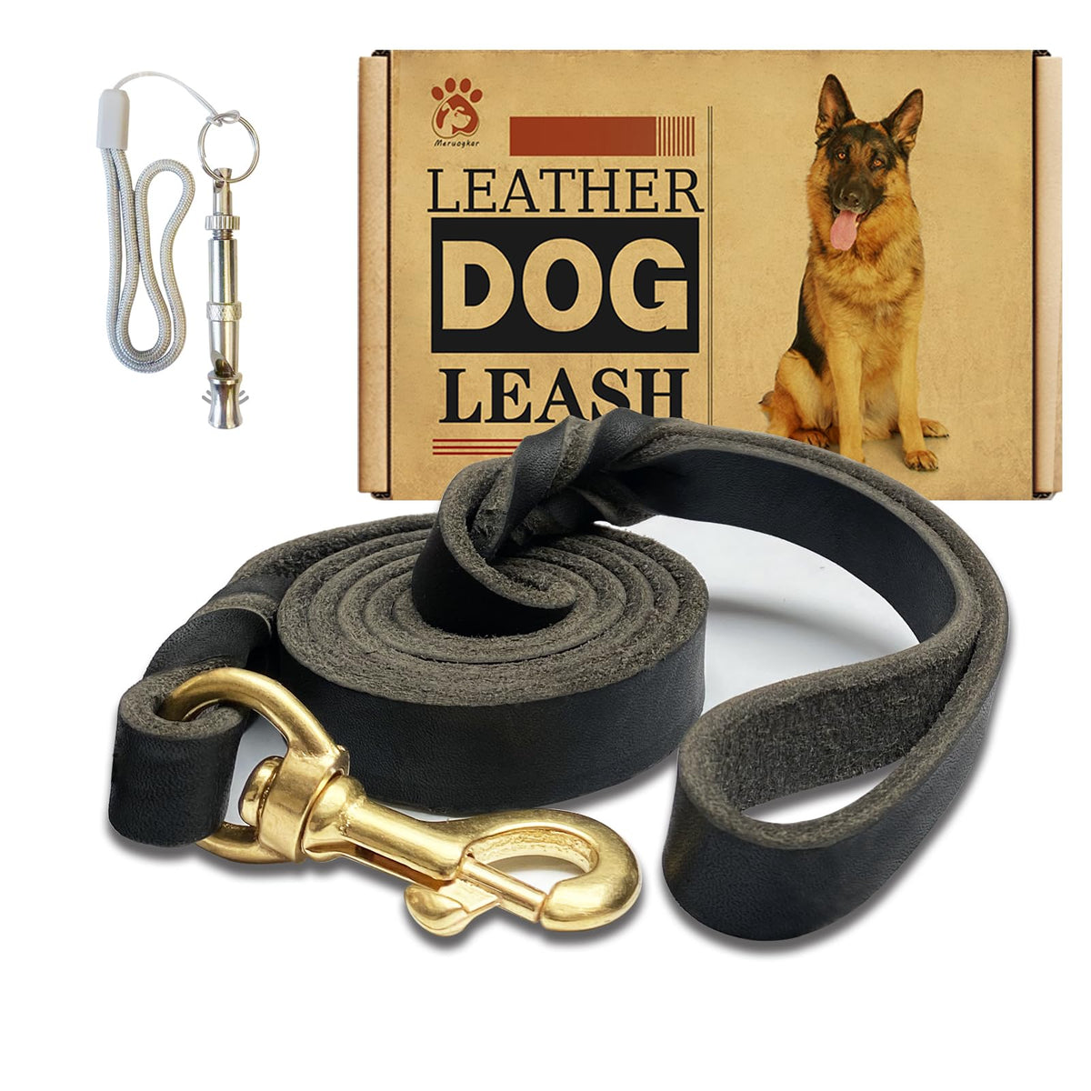Leather Dog Leash 6ft x 3/4 inch,Strong Heavy Duty Genuine Leather Braided Dog Training Leash, Soft and Comfortable Leather Leash for Large Dogs, Medium Small Dogs (Brown, 6FT*3/4in)