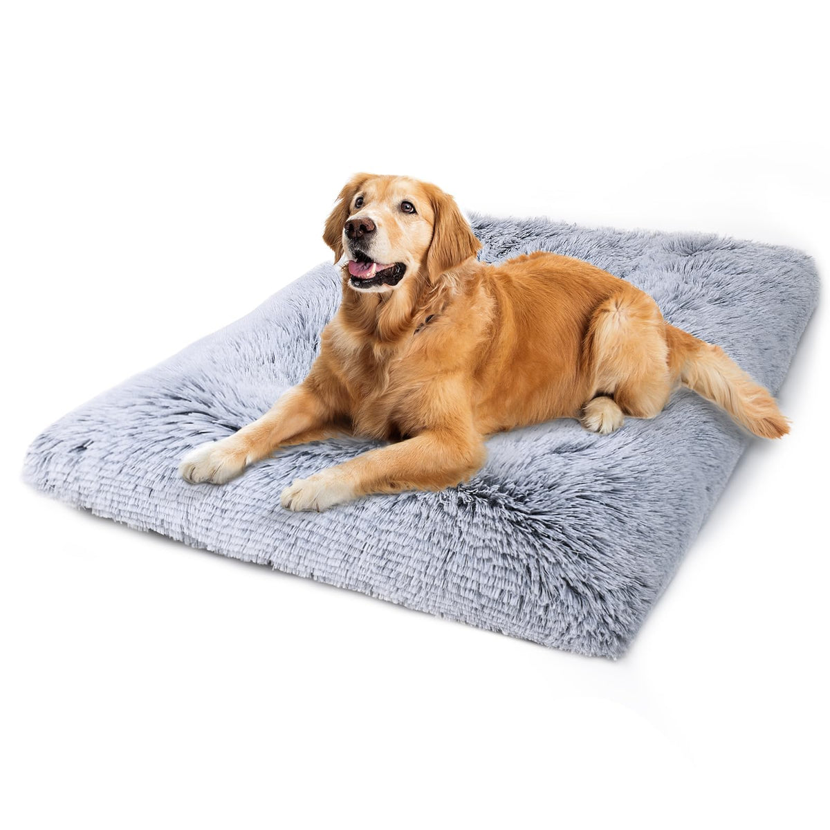 Large Dog Bed Crate Pad 35", Washable Soft Plush Pet Mats for Sleeping Grey