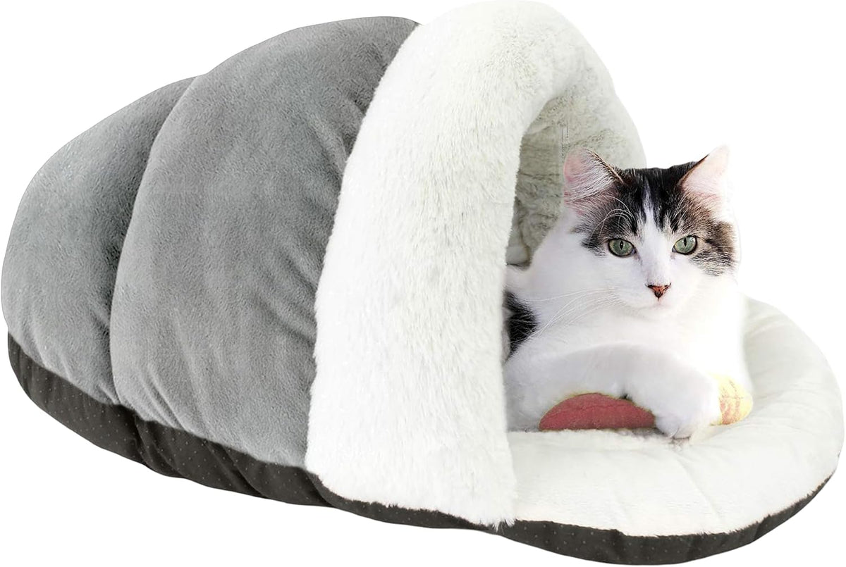 ASPCA - Cat Cave Bed for Indoor Cats Cozy Warm Felt House Dome for Cats & Kittens Soft, Warm & Plush Cave Bed with Removable Cushion Enclosed Pet Hideout Comfort Security 23' x 17" x 6"