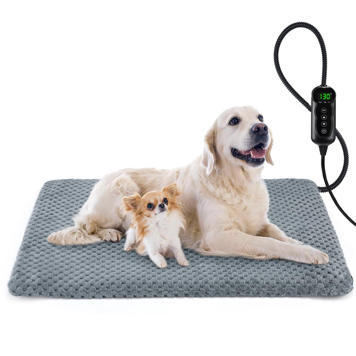 INVENHO Heated Cat Bed, Waterproof Adjustable Temperature Dog Cat Heating Pad with Timer, Indoor Pet Heating Pad for Cats Dogs Electric Pads for Dogs Cats, Pet Heated Pad (S: 18" x 16")