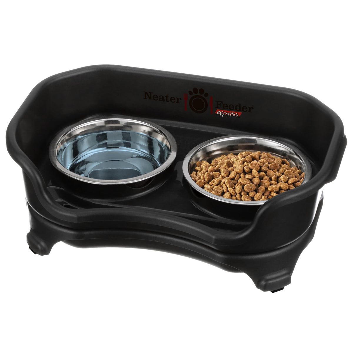 Neater Feeder Express Mess Proof Dog Bowls Elevated for Small Breeds under 15 Lb, Made in USA, No Spill Raised Dog Food Bowl Stand, Stainless Steel Food and Water Bowl Set, Feeding Station, Cappuccino