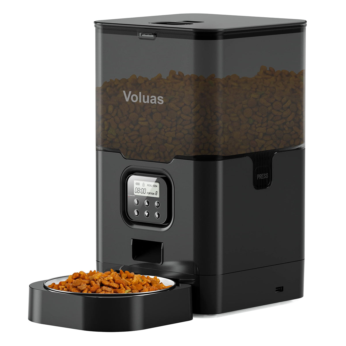 VOLUAS Automatic Cat Feeder, 4L Timed Dry Food Dispenser for Cats & Dogs