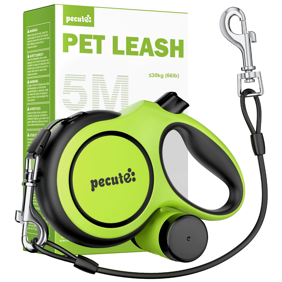 Pecute Dog Leash Retractable 26ft with Chew Proof Extender for 33-110 lbs