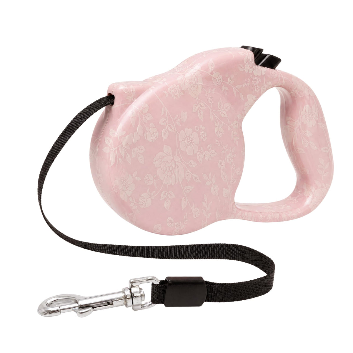 Pink Retractable Dog Leash,Strong Nylon Tape-One-Handed One Button Lock for Puppy, Cat, Pet Walking and Training,16ft Dog Walking Leash with 360°Tangle-Free Design,Anti-Slip Handle (Pink -Small)