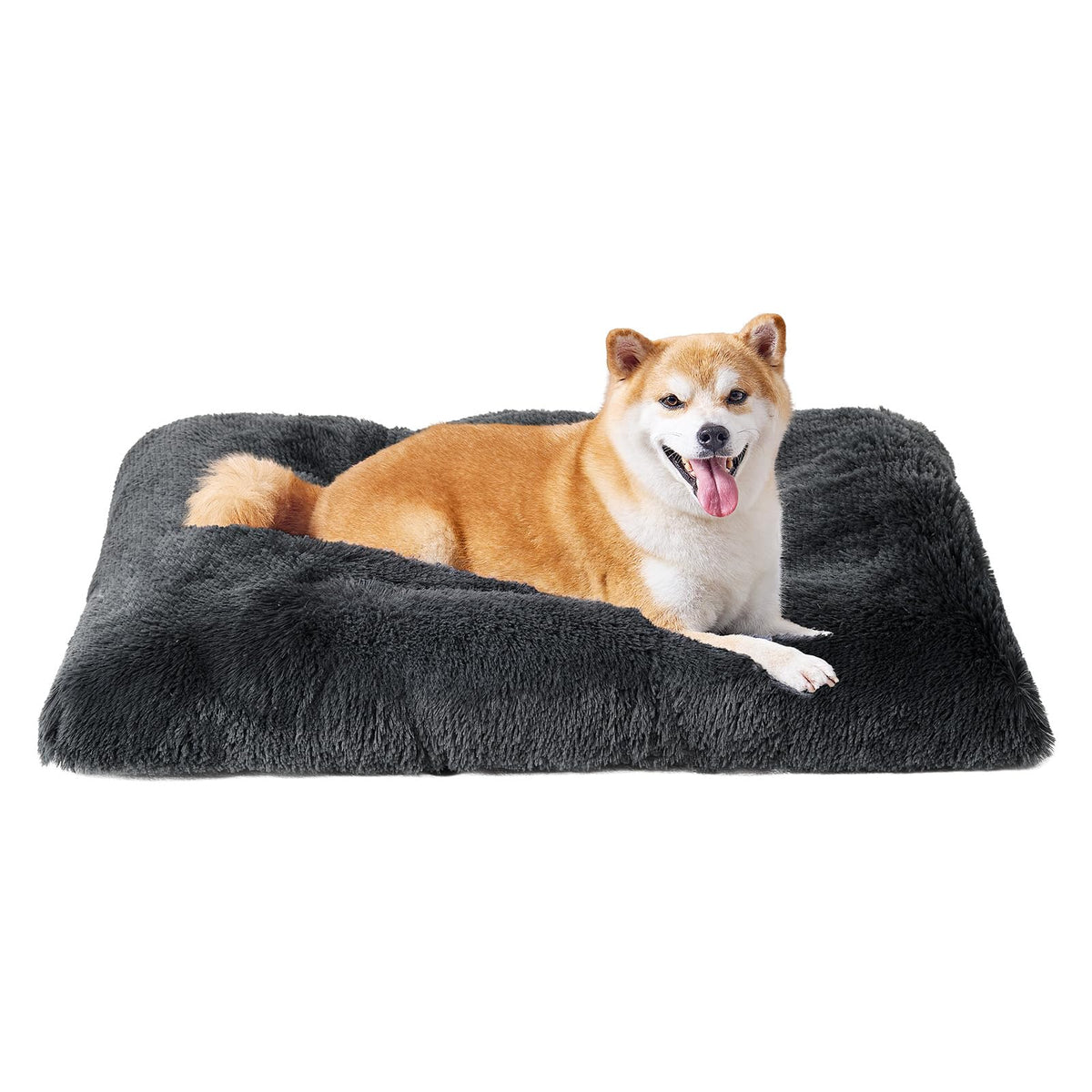 EHEYCIGA Fluffy Dog Crate Bed, Plush Extra Large Dog Pillow, Grey