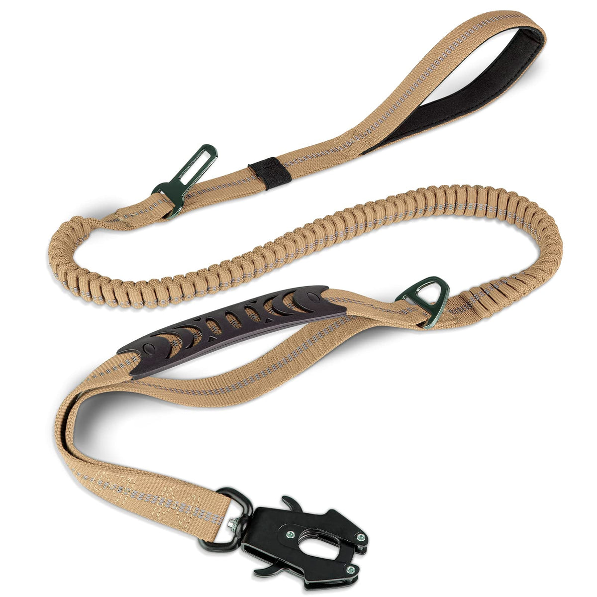 Joytale Tactical Bungee Dog Leash, Shock Absorbing No Pull, Coyote Brown