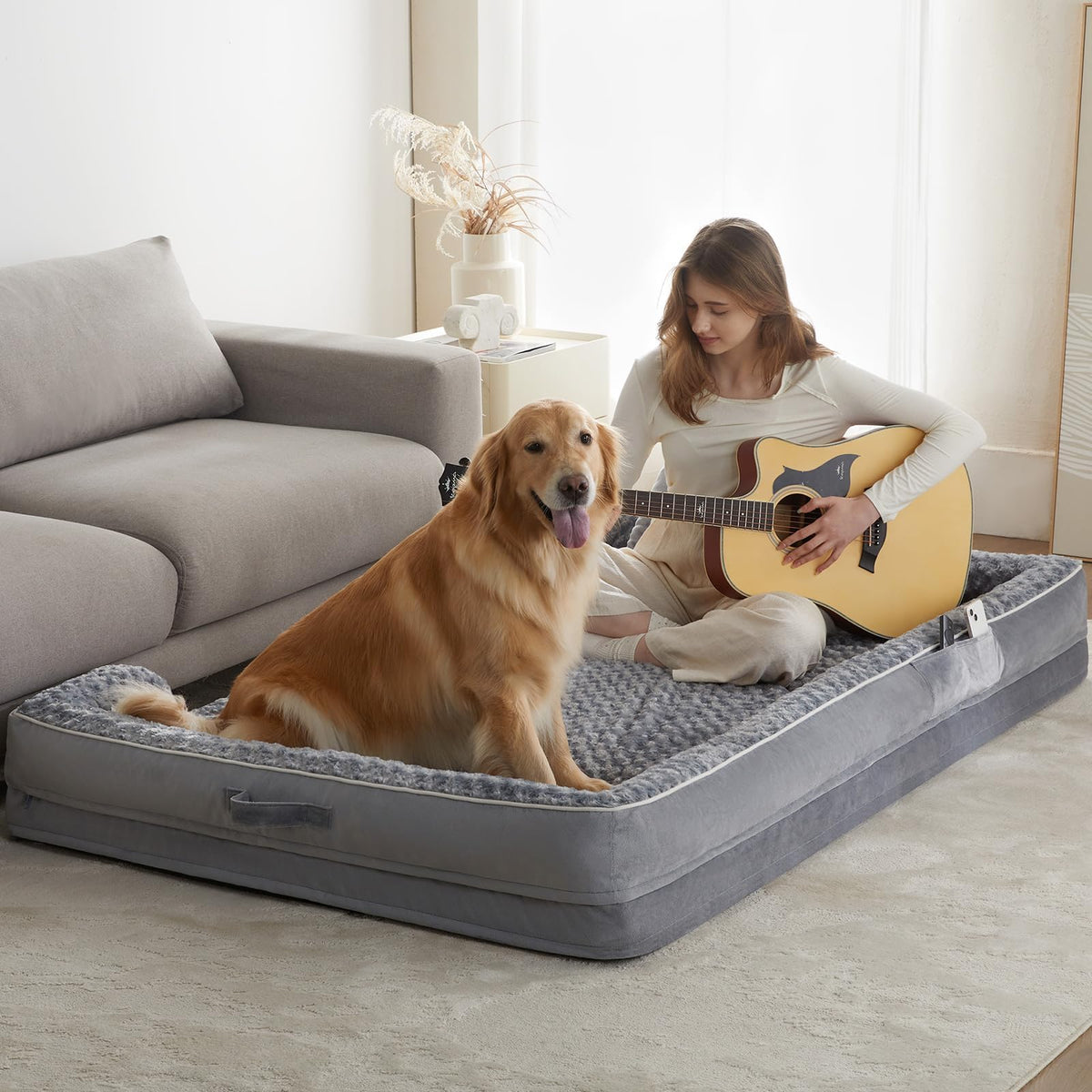 WNPETHOME Orthopedic Washable Dog Bed Large for Senior Dog Cozy Sleep