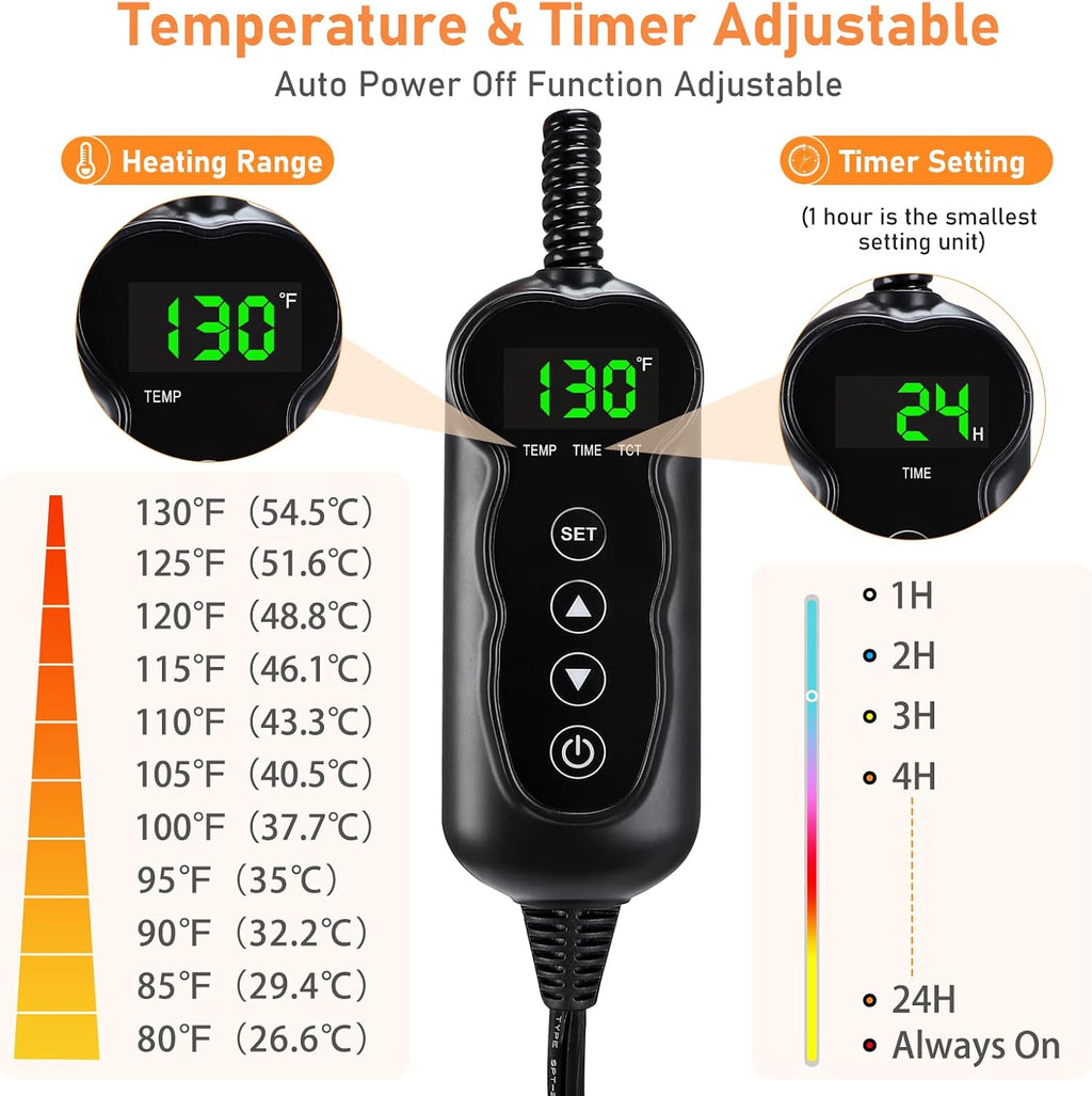 INVENHO Heated Cat Bed, Waterproof Adjustable Temperature Dog Cat Heating Pad with Timer, Indoor Pet Heating Pad for Cats Dogs Electric Pads for Dogs Cats, Pet Heated Pad (S: 18" x 16")