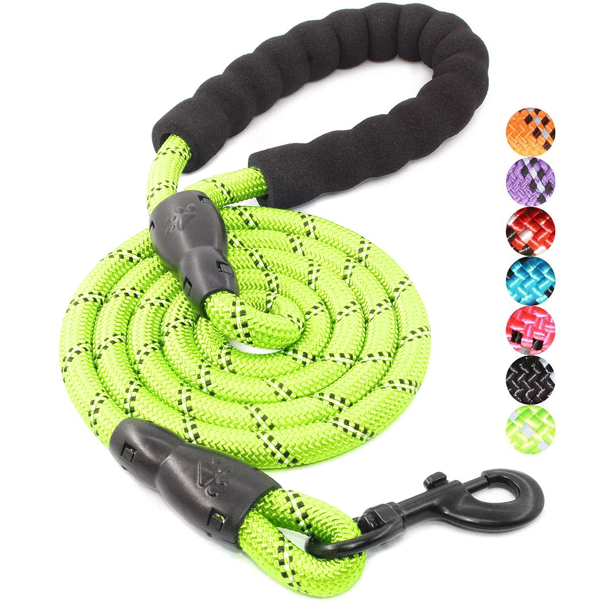 BAAPET 2/4/5/6 FT Dog Leash with Comfortable Padded Handle and Highly Reflective Threads for Small Medium and Large Dogs (5FT-1/2'', Black)